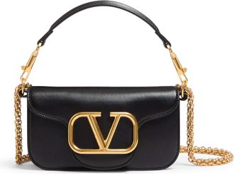 Valentino Garavani SMALL LOCO SHOULDER BAG IN CALFSKIN WITH ANTIQUE GOLD-TONE LOGO - Valentino Garavani - Woman
