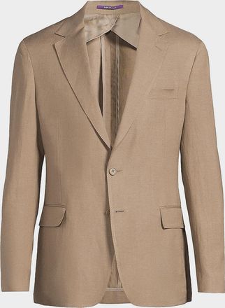 Ralph Lauren Mens Hadley Silk and Linen Single-Breasted Jacket