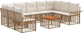 vidaXL Conjunto De Sof&aacute;s De Exterior 10 Uds. 9 Plaza Natural Y Crema Vidaxl