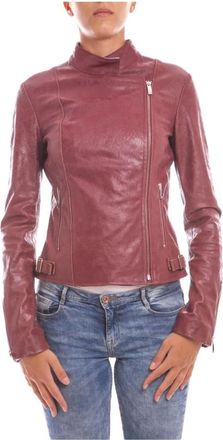 Armani Jeans Stijlvolle Jas Mantel - Dames - Leren en Su&egrave;de Jassen - Rood - XS - Jassen