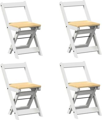 vidaXL Dining Chairs Foldable 4 pcs Corona White Solid Wood Pine vidaXL