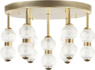Beliani Lampadario In Metallo E Paralume In Vetro Con Luci Led Integrate Yowaka