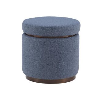 Linon Blanche Storage Ottoman Blue Gry Walnut