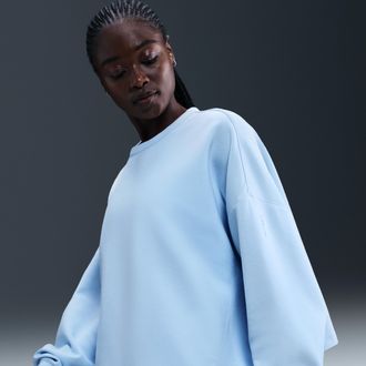 Nike Womens 24.7 ImpossiblySoft Dri-FIT Oversized Crew-Neck Top in Blue | HQ8193-441