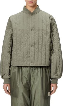 Rains Banja Water Resistant Channel Quilted Bomber Jacket in Drift at Nordstrom, Size X-Small