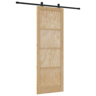 vidaXL Puerta Corredera Natural Y Negro 83 X 232 Cm Vidaxl