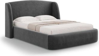 CXL by Christian Lacroix Cama con cabecero y baúl 160x200cm de terciopelo gris