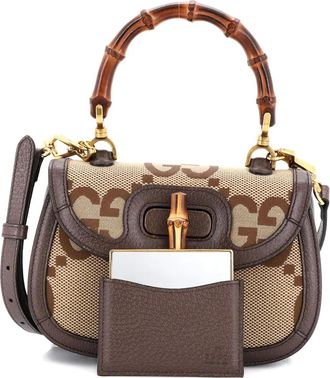 Gucci Bamboo 1947 Top Handle Bag Jumbo GG Canvas Small satchel - Neutrals