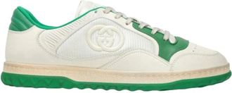 Gucci Schoenen, Heren, Wit, 45 1/2 EU, Vintage leren sneaker met borduursel
