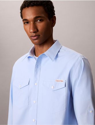 Calvin Klein Jeans Calvin Klein Mens Utility Washed Poplin Easy Shirt - Bright Blue - XL