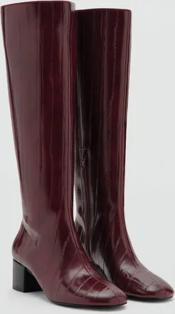 Mango Stivali tacco texture bordeaux - Donna - 36 - MANGO