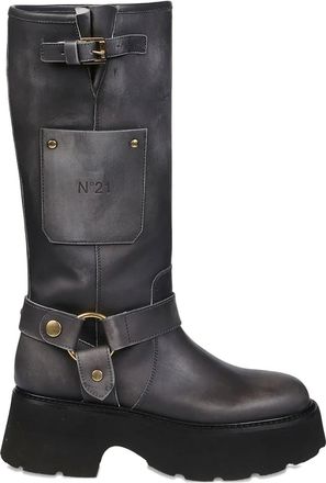 N°21 Leather Knee-High Boots - women - Calf Leather/Leather/Calf Leather - 36 - Black