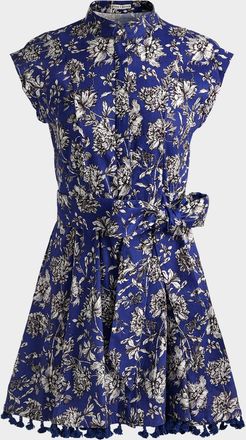 Alice & Olivia Lucy Blooming Wild Cuffed Cap Sleeve Mini Shirtdress