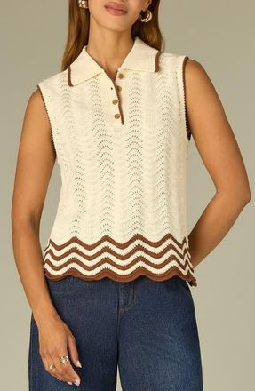 Wit & Wisdom Cotton Pointelle Sweater Vest in Natural/pecan at Nordstrom, Size X-Large