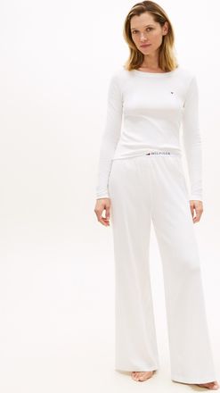 Tommy Hilfiger Pyjama GIFT SET, Damen, Gr. S (36), ecru, Jersey, Obermaterial: 95% Baumwolle, 5% Elasthan, TOMMY HILFIGER UNDERWEAR, normal normal, Rundhals, Homewea