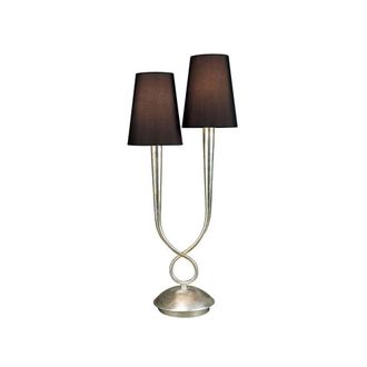 Netlighting Paola Table Lamp 2 Light E14 Silver Painted with Black Shades