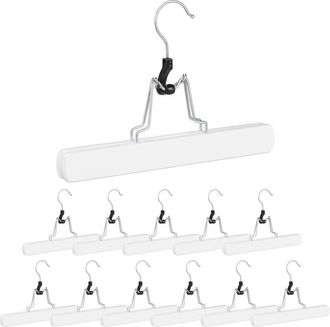 Relaxdays Grucce in Legno con Morsetto, 12 Stampelle Gancio Girevole a 360&deg; Rivestimento in Feltro, 17x25x2,3 cm, Bianco - Relaxdays