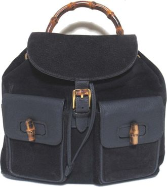 Gucci Navy Suede Leather Backpack (Pre-Owned)