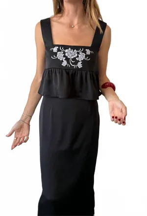 Ciao Lucia Katarina Satin Square Neck Top In Black