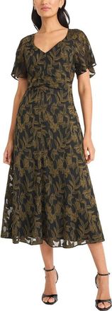 Maggy London Flutter Sleeve Midi Dress