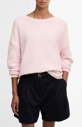 Barbour Marine Relaxed Fit Cotton Sweater in Pink at Nordstrom, Size 10 Us