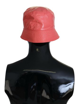 Dolce & Gabbana Womens Quilted Faux Leather Bucket Hat Coral Polyester