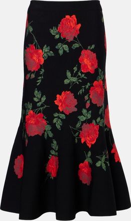 Carolina Herrera Floral jacquard midi skirt