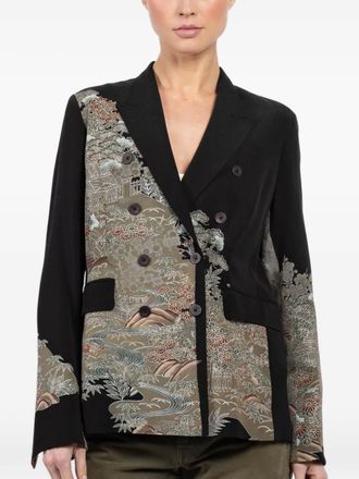 Ibrigu patterned double-breasted coat - Nero