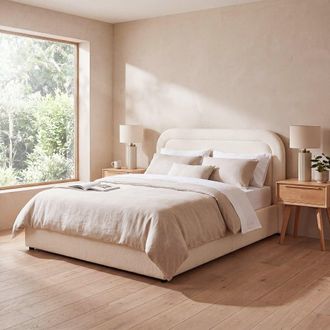Maisons du monde Canap&eacute; abatible de borreguito blanco 160x200 cm con somier