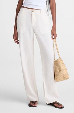 Madewell The Zoe Relaxed Straight Pants in 100% Linen in Ivory Linen at Nordstrom, Size 8