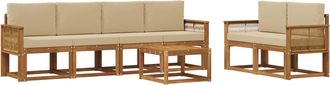 vidaXL Conjunto De Sof&aacute;s De Exterior 7 Uds. Natural Y Beige Poli&eacute;ster Vidaxl