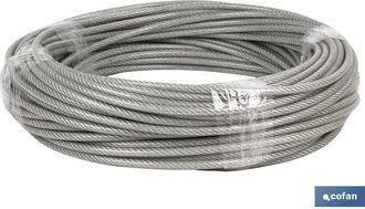 cofan Cable Acero (12mm) 10x12mm 6x19+1 Plast. (25 M), Cable De Acero Plastificado Cristal En Rollos De 25, 50 Y 100 Metros De Longitud. - Cofan