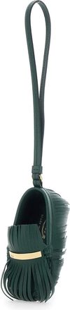Tod's Womens Fringe Pendant Green Leather Calf Accessory