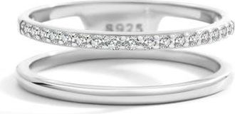 Mint & Lily Double Band Pave Ring in 925 Sterling Silver at Nordstrom, Size 10