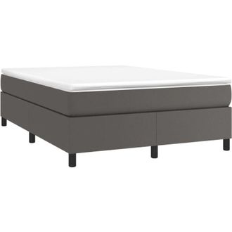 vidaXL Vidaxl - Cama Box Spring Con Colch&oacute;n Cuero Sint&eacute;tico Gris 180x200 Cm