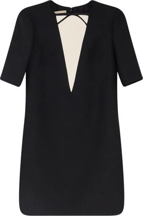 Valentino Short Dresses, female, Black, Size: XS Satin-trimmed Wool and Silk-blend Dupioni Mini Dress