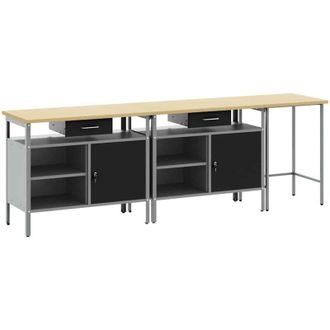 vidaXL Vidaxl Set De Banco De Trabajo 3 Piezas Acero Rojo