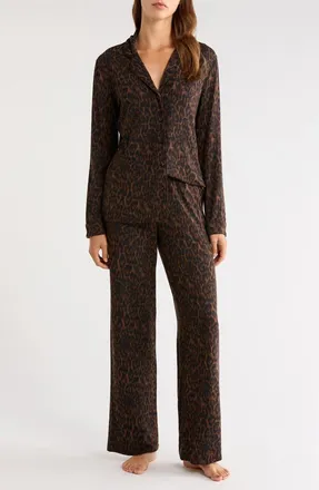 Nordstrom Moonlight Eco Knit Pajamas in Brown- Black Elegant Leopard at Nordstrom, Size X-Large