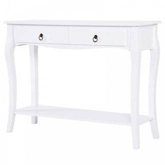 HOMCOM Console Table Storage Display Desk W/ 2 Drawers-Ivory White - Home Living | TJ Hughes