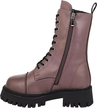 Cesare Gaspari Klassieke leren platform enkellaarsjes - Dames - Veterlaarzen - Bruin - 40 EU - Wol - Schoenen