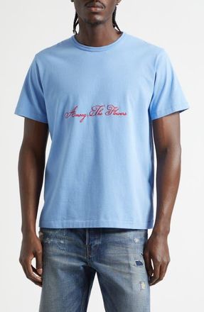 J.W.Anderson Among the Flowers Embroidered T-Shirt in Pale Blue at Nordstrom, Size X-Large