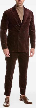 Brunello Cucinelli Completo doppiopetto a coste - Rosso