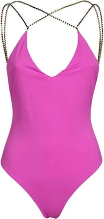 GCDS Gcds, Badmode, Dames, Roze, L, Polyester, Rhinestone One-Piece Swimsuit