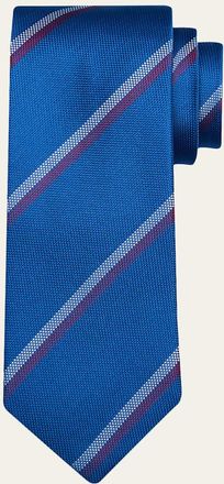 Charvet Mens Diagonal Stripe Silk Tie