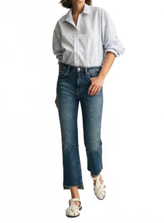 Mavi Anika High Rise Crop Flare Jeans In Dark Brushed Flex Blue