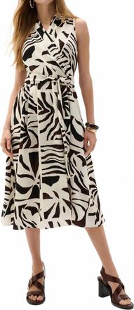 Joseph Ribkoff Tropical Fit And Flare Wrap Dress In Beige Multi