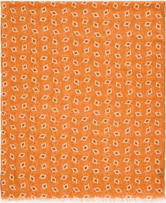 Cesare Attolini Mens Geometric Cotton and Cashmere Scarf