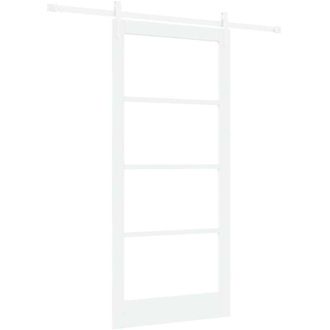 vidaXL Puerta Deslizante Manual Blanco 93 X 202 Cm Madera Y Metal Vidaxl