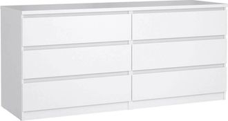 Dmora Cassettiera A Sei Cassetti, Colore Bianco Lucido, Cm 153 X 70 X 50, Con Imballo Rinforzato - Dmora