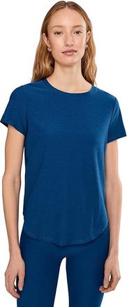 Beyond Yoga Featherweight On The Down Low T-Shirts Womens Clothing Marine Blue Heather : 2XL, Spandex/Polyester